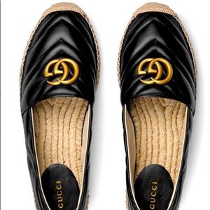 NEW! GUCCI GG Matelassé Leather Espadrille Size 38
